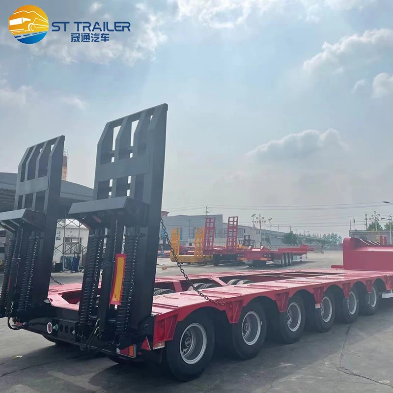 Transportation Engineering Machinery 3 Axles 4 Axles Body Widening Load 80 Ton 120 Ton Low Flatbed Truck Trailer Special Vehicle