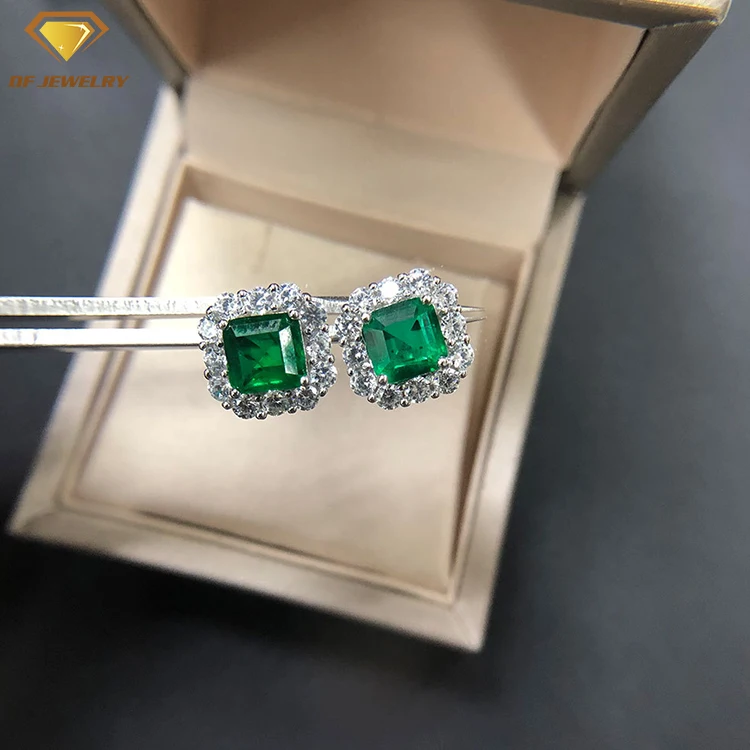 newest 18k white gold asscher cut lab created emerald rings