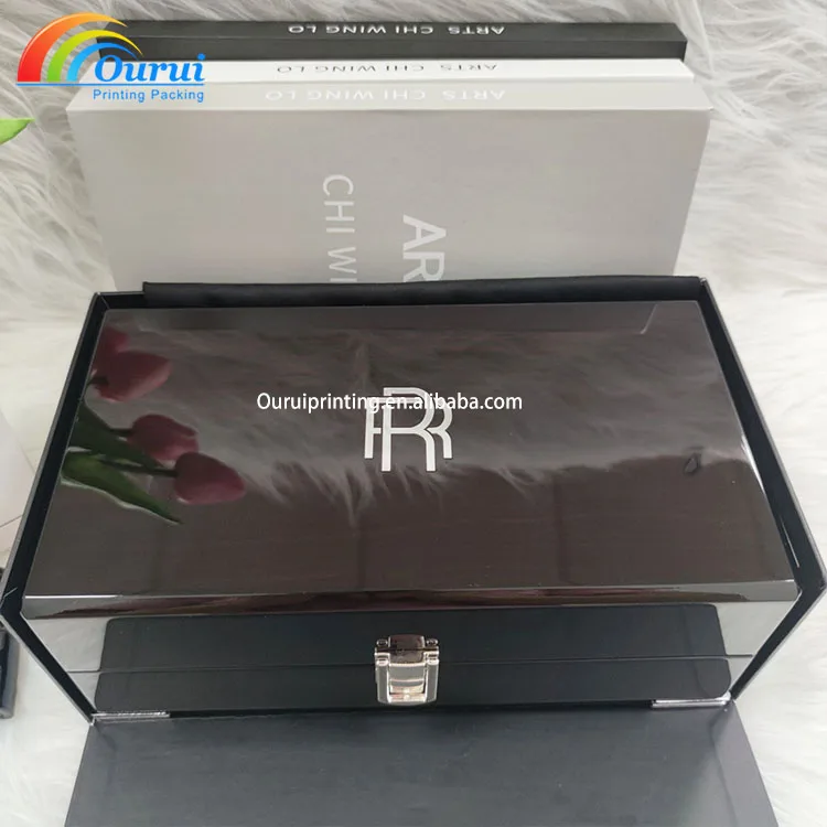 Luxury High Quality printing Logo single slot PU lining black wood highend Gift Packaging brand Watch Box