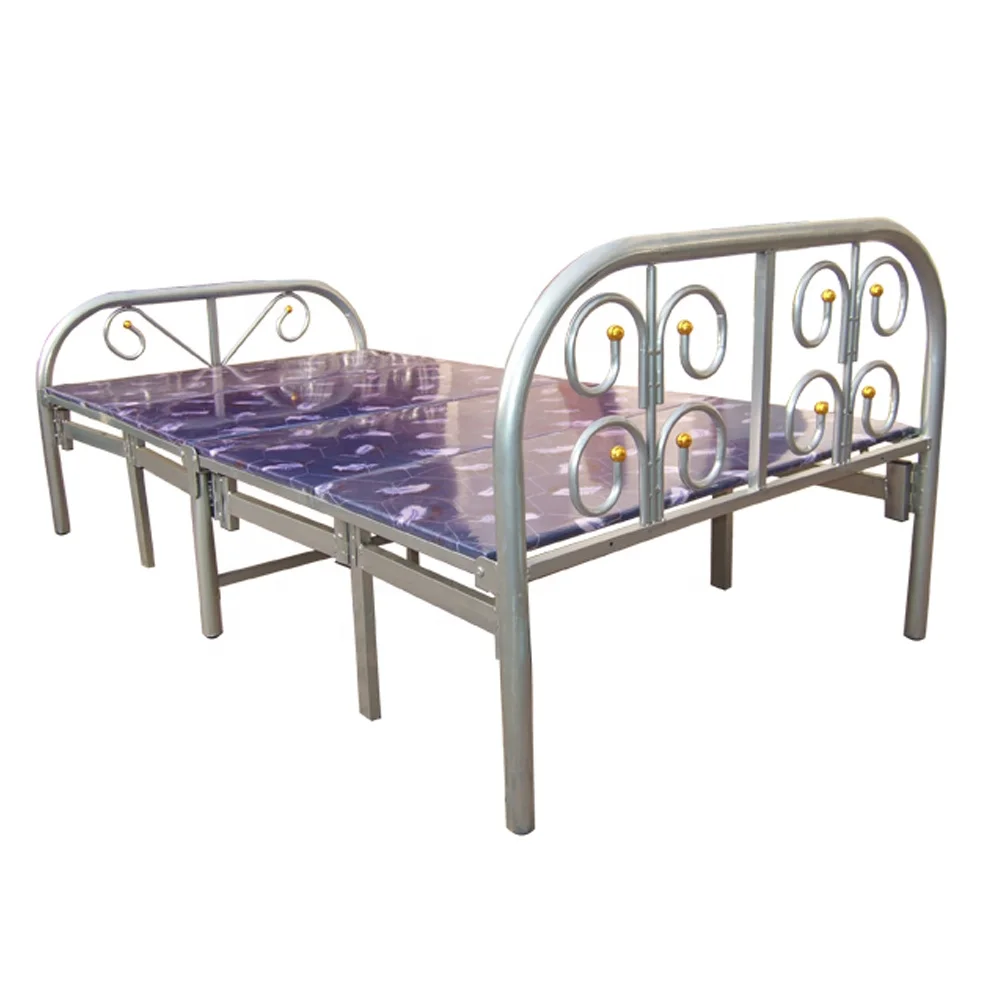 Made in China mark cheap folding bed for adults portable metal single bed frame metal