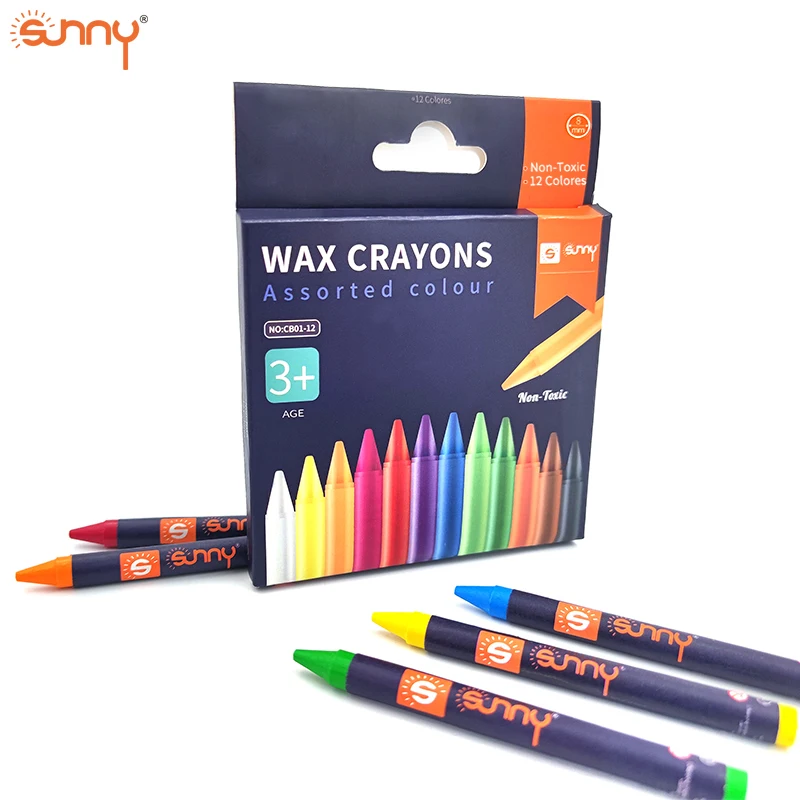 
12 colros Good Quality Solid Material Non-Toxic Rainbow Colors Wax Crayon For Kids Gift 