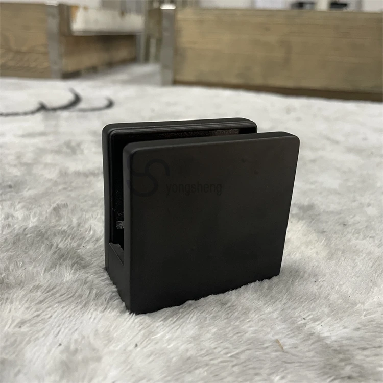 Stainless steel railing hardware fitting square black glass clamp