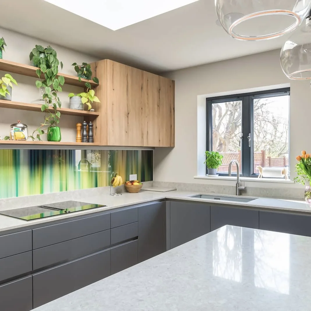 Modern Simple Gray Modular Kitchen Cabinets Smart Solid MDF Wood Unit Free Design with New Cheap Price