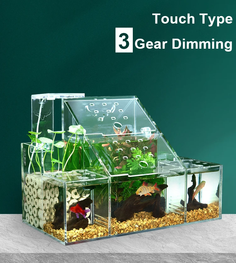 Self-Circulating Breeding&incubation Fish Tank Acrylic Sick Fish Isolation Desktop Aquarium Goldfish Fish Tank with 2.5W Pumps