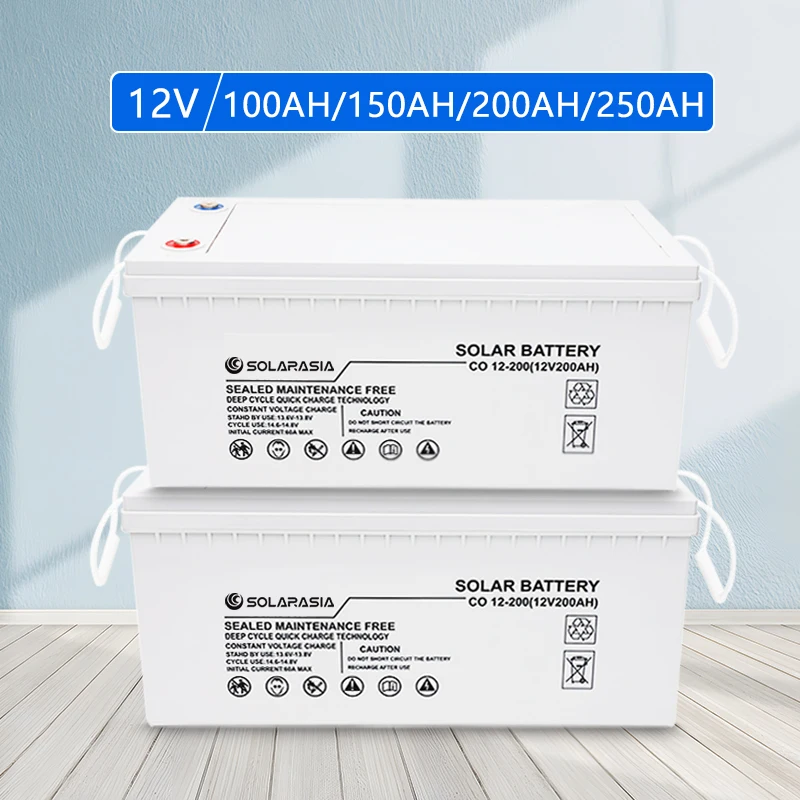 Guangzhou Solar Batteries 12V 100Ah 200Ah 250Ah 300Ah Rechargeable Deep Cycle Solar Gel Battery