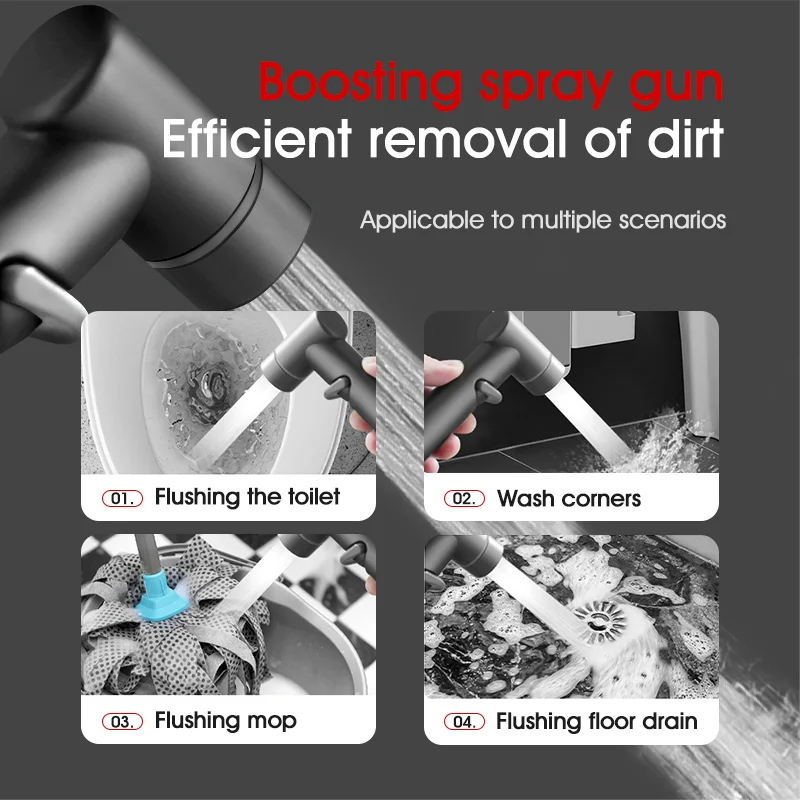 New Style Handheld Pressurized Spray Gun Non Electric Wall Mounted Shattaf Bidet Sprayer Set Attachment For Toilet Sprayer