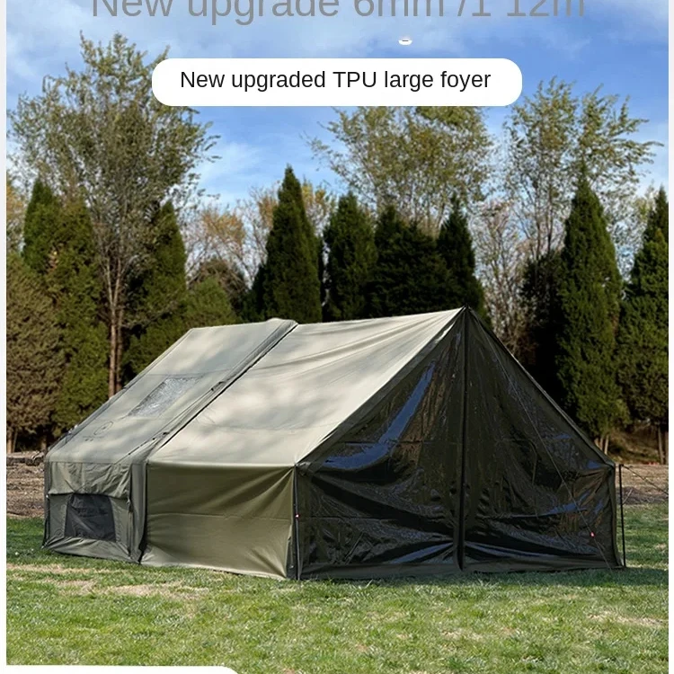 6 ㎡ 2-in-1  Tent Hard Core Camping Inflatable Outdoor Tarp with Steel Pole Ventilation Sunscreen Dual Purpose for Field Use