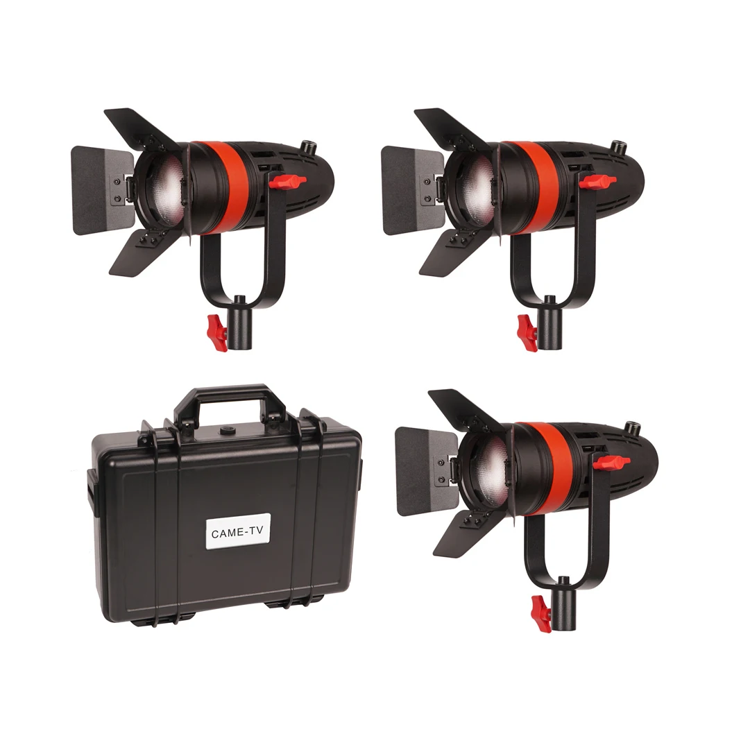 3 PCS CAME-TV Boltzen 55w Film Shooting Fresnel Fanless Focusable Video LED Lights Studio Spot Light Bi-color