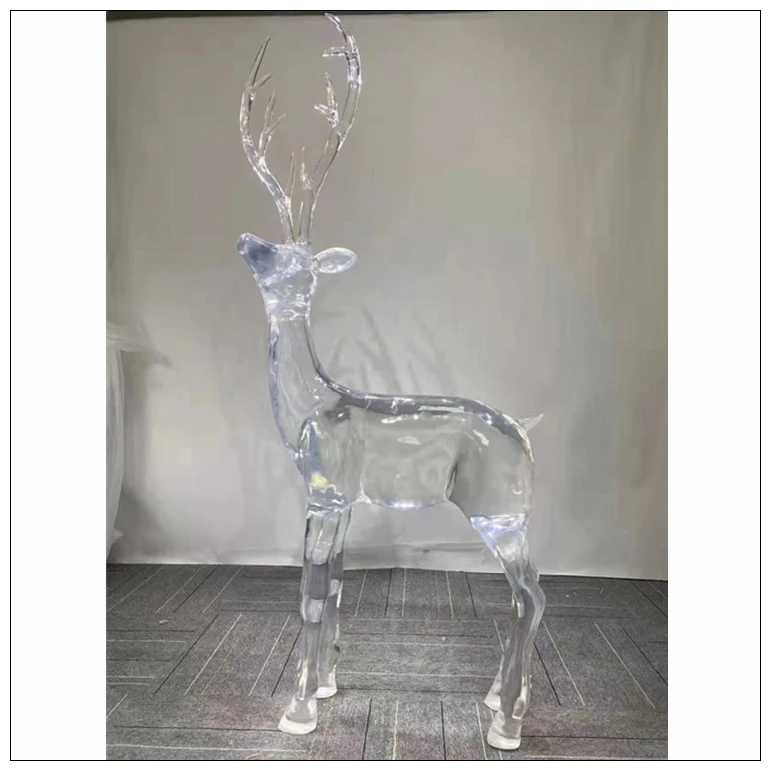Transparent crystal handicraft sculpture customization Transparent resin ornaments for sale Hotel villa transparent animal deer