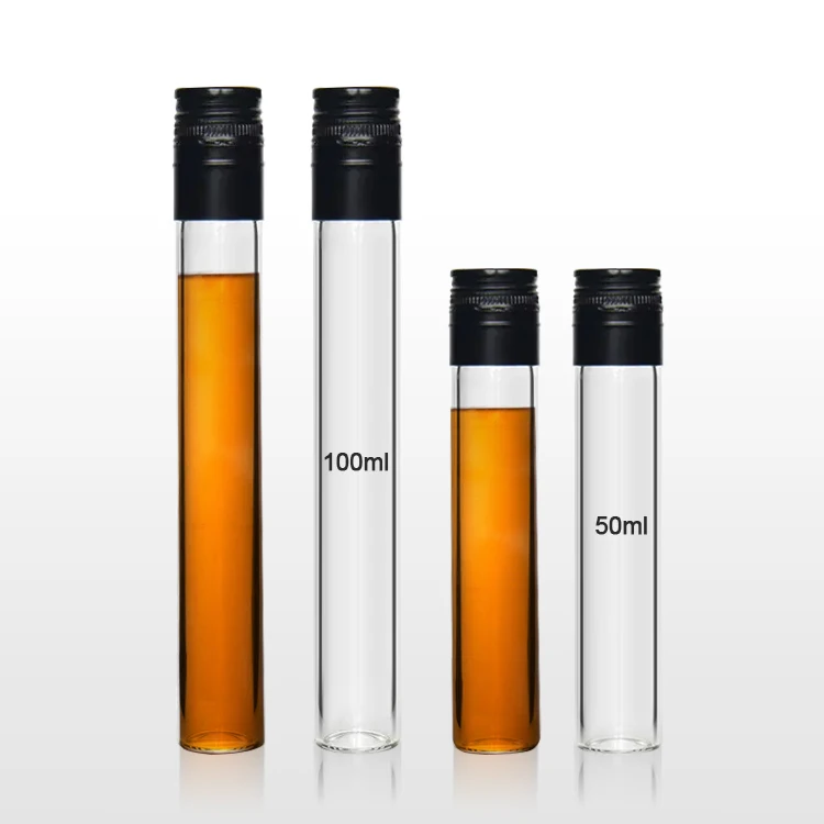 Customized 50ml 100 Ml Glass Vials High Borosilicate Test Tube Wine Bottle Glass Wine Bottle with Screw Lid