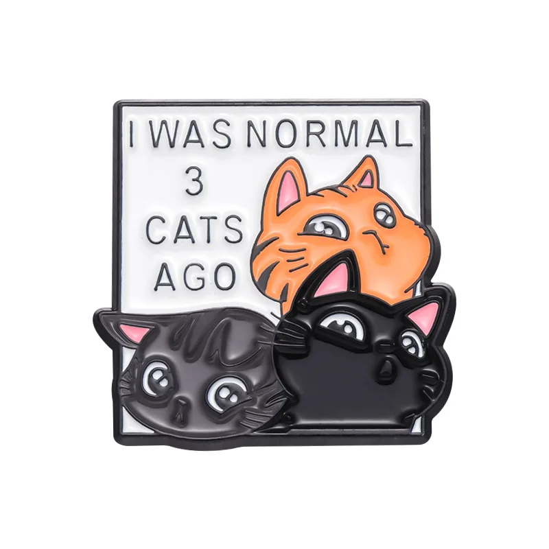 Scene stealing three cute little cat geometric metal badges