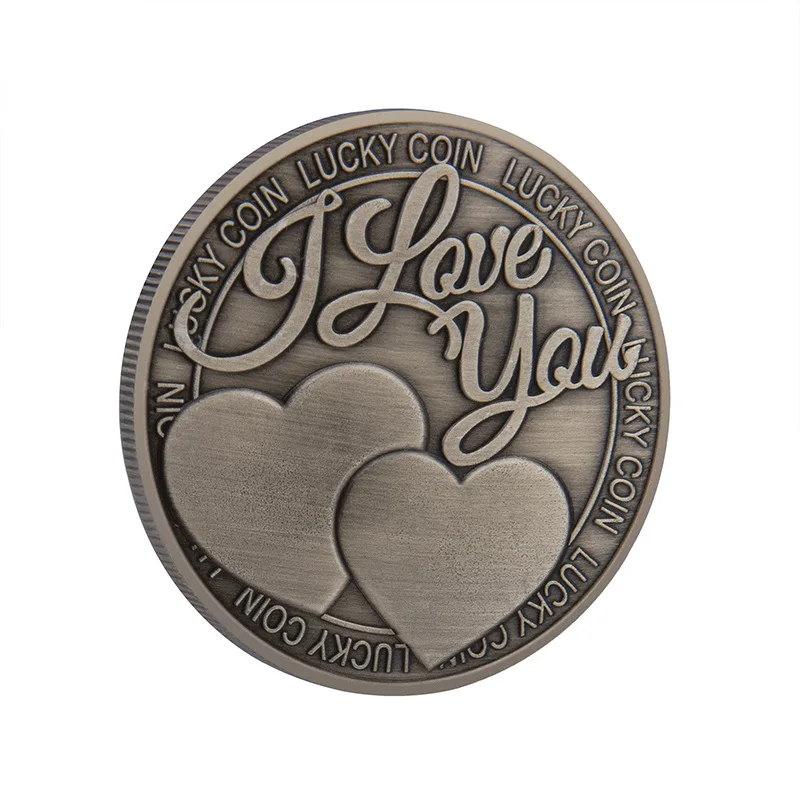 Fancy Round Antique Silver Embossed I Love You Souvenir Love Coin metal coin