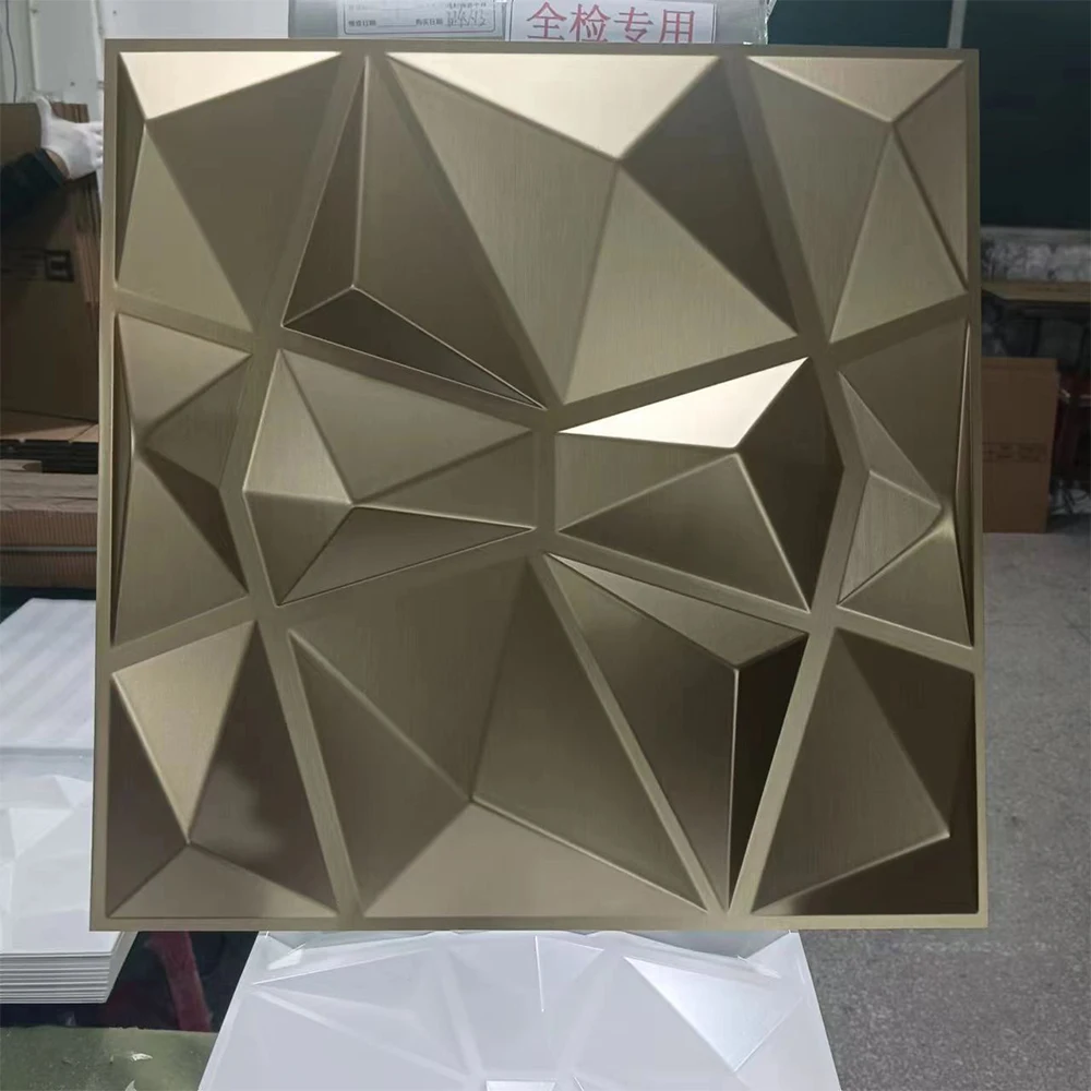 Luxury wall cladding interior pvc wallpaper decoration waterproof pvc 3d wall panels/board diamonds champagne gold