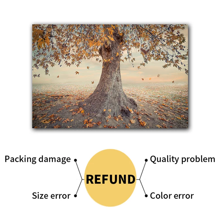 Factory Directly Sales Orange Maple Tree Printed Canvas Painting Wall Art Autumn Fall Scenic Nature For Home Wall Decoration