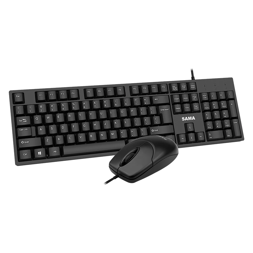 SAMA Best Seller Keyboard and Mouse Set Wired 104 Keys Black Keyboard and Mouse Combos