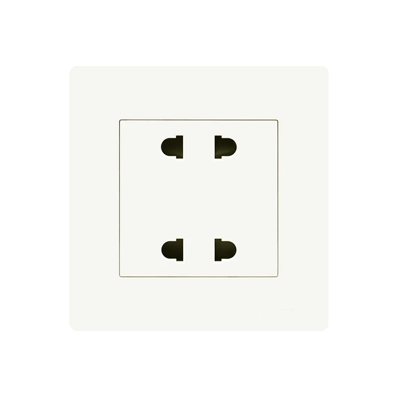 4 Pin Socket PC Material Panel Flush Type 10A 250V White Color Wall Switch Socket