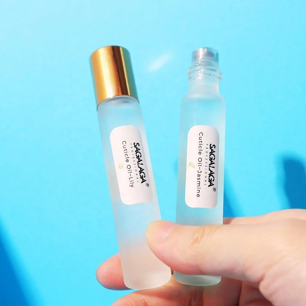 Set Nail Salon Care Revitalizer  Labeled Roller Pen Personalized fruits flower scented Organic Vegan Cuticle Oil Vitamin E