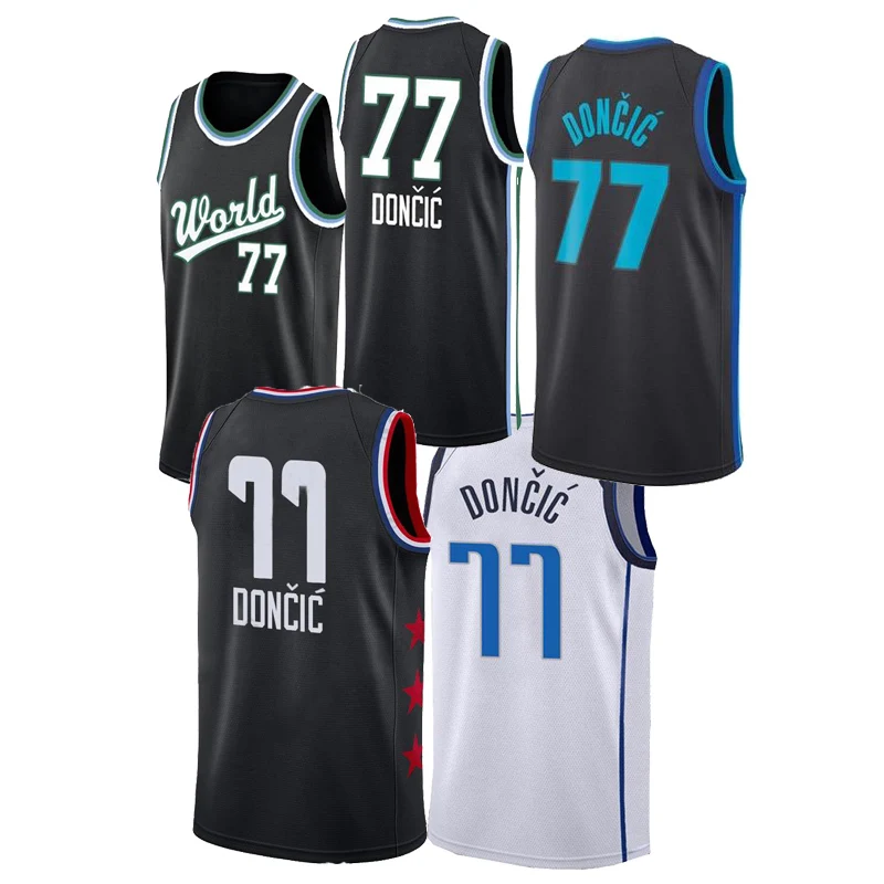 Heat Press Top Quality 77 Luka Doncic for Mens Sublimation basketball jerseys 6#PORZINGISE 72#BIGGIE 1#RUSSELL