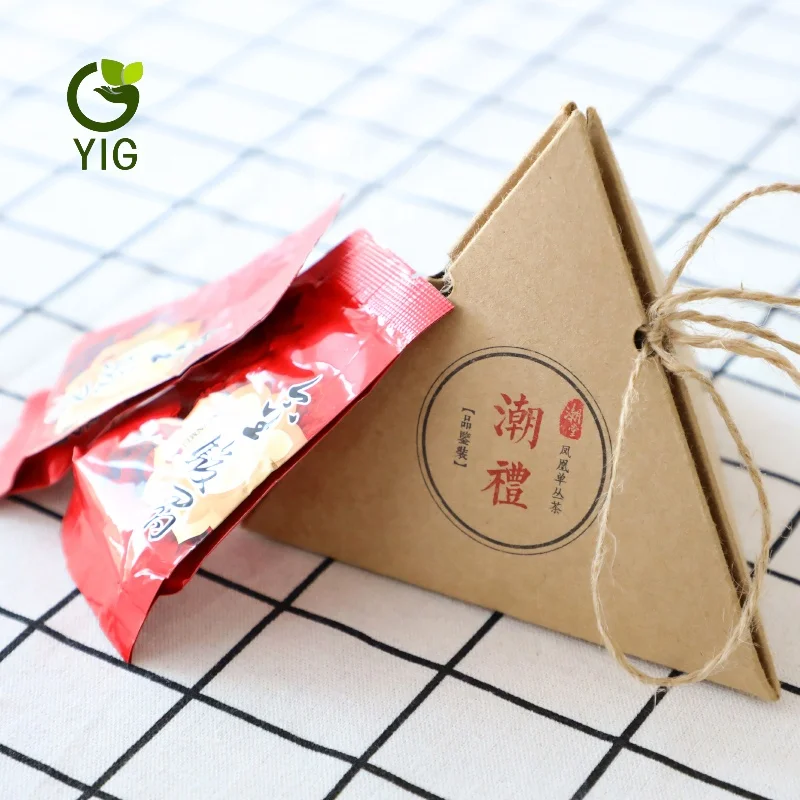 Custom kraft pyramid wedding gift box candy or tea caddy