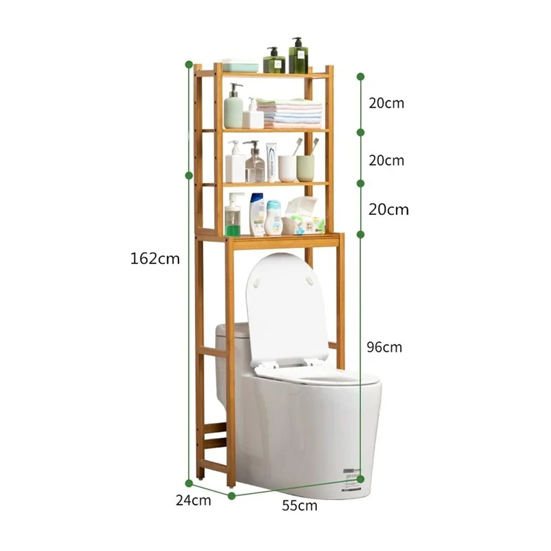 New Household Narrow Storage Unit Storage 3 Shelves Bathroom Shelf Freestanding Bamboo Toilet Shelf