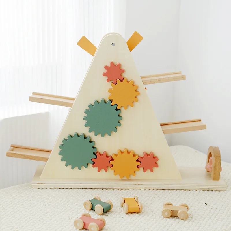 Unisex Scandinavian Style Wooden Windmill Gliding Track Kids Yo-Yo Car Toy Hand-Eye Coordination Visual Tracking Packaged Bag