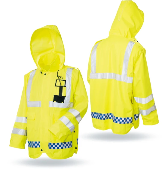 Cheap yellow high visibility reflective waterproof roadway raincoat rain suit