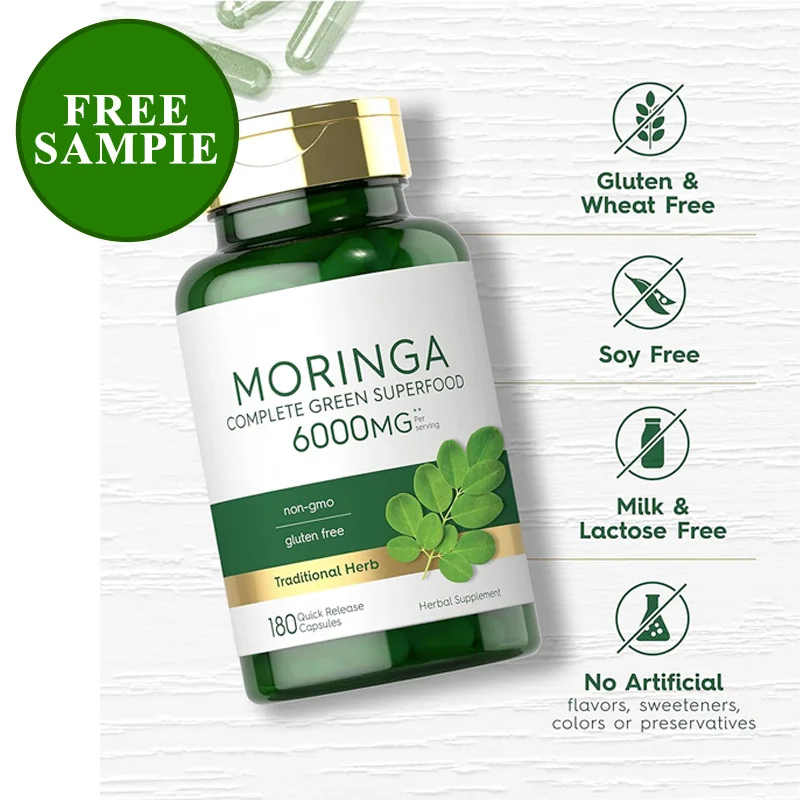Moringa чистая в капсулах без ГМО и глютена полная зеленая суперпища из порошка листьев Моринги капсулы
