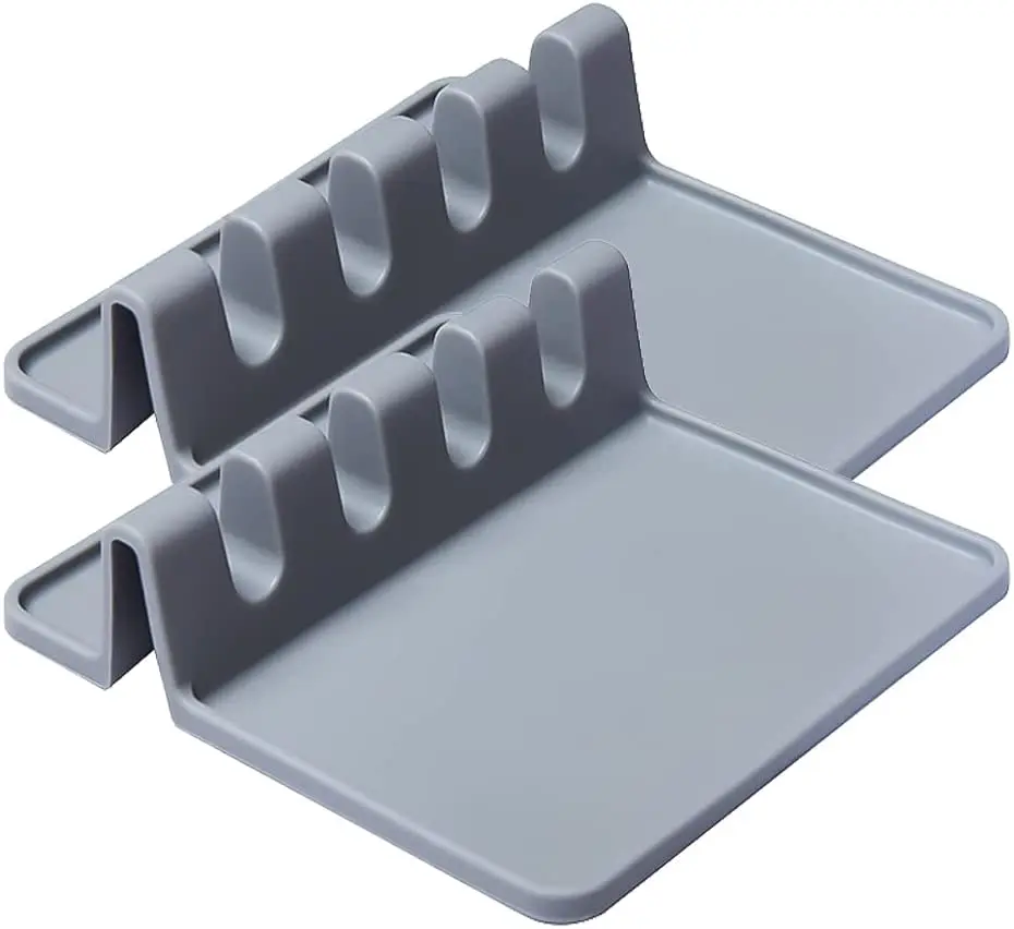 
hot sale silicone utensil rest with drip pad for multiple utensils holder 