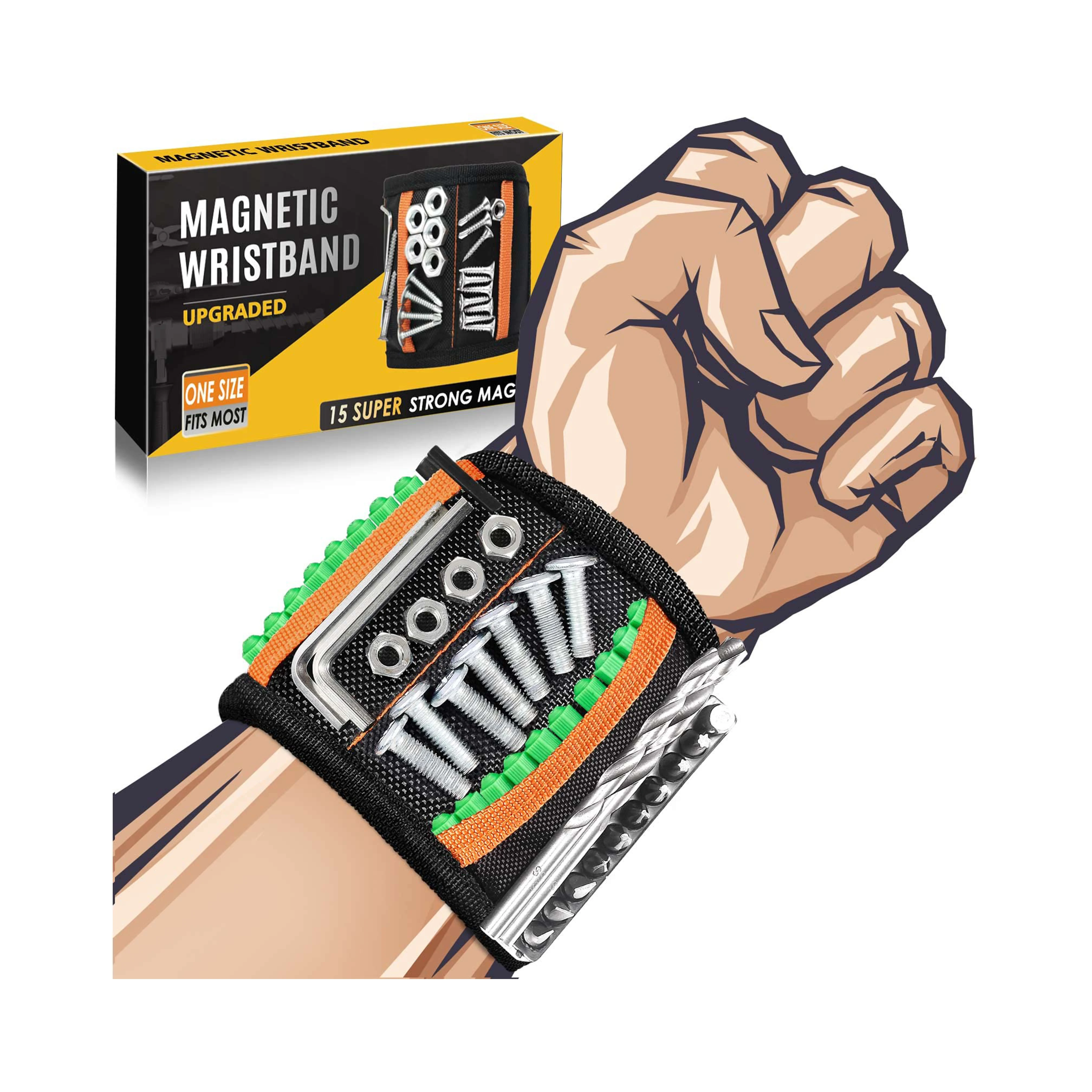 Magnetic Wristband for Holding Screws,Nails, Drilling Bits,Magnetic Wrist Tool Holder