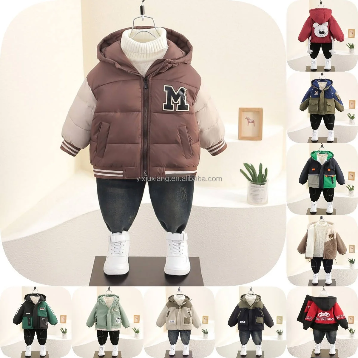 High quality stylish zipper clothes for boys hooded clothes for kids Winter jackets