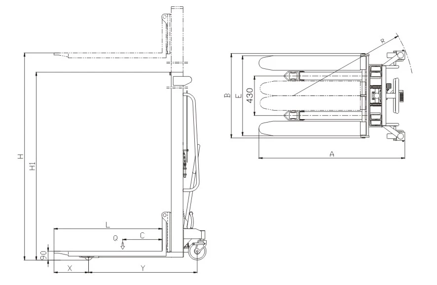 1 ton manual stacker 3m Hydraulic Manual Stacker  Hand Forklift manual pallet stacker