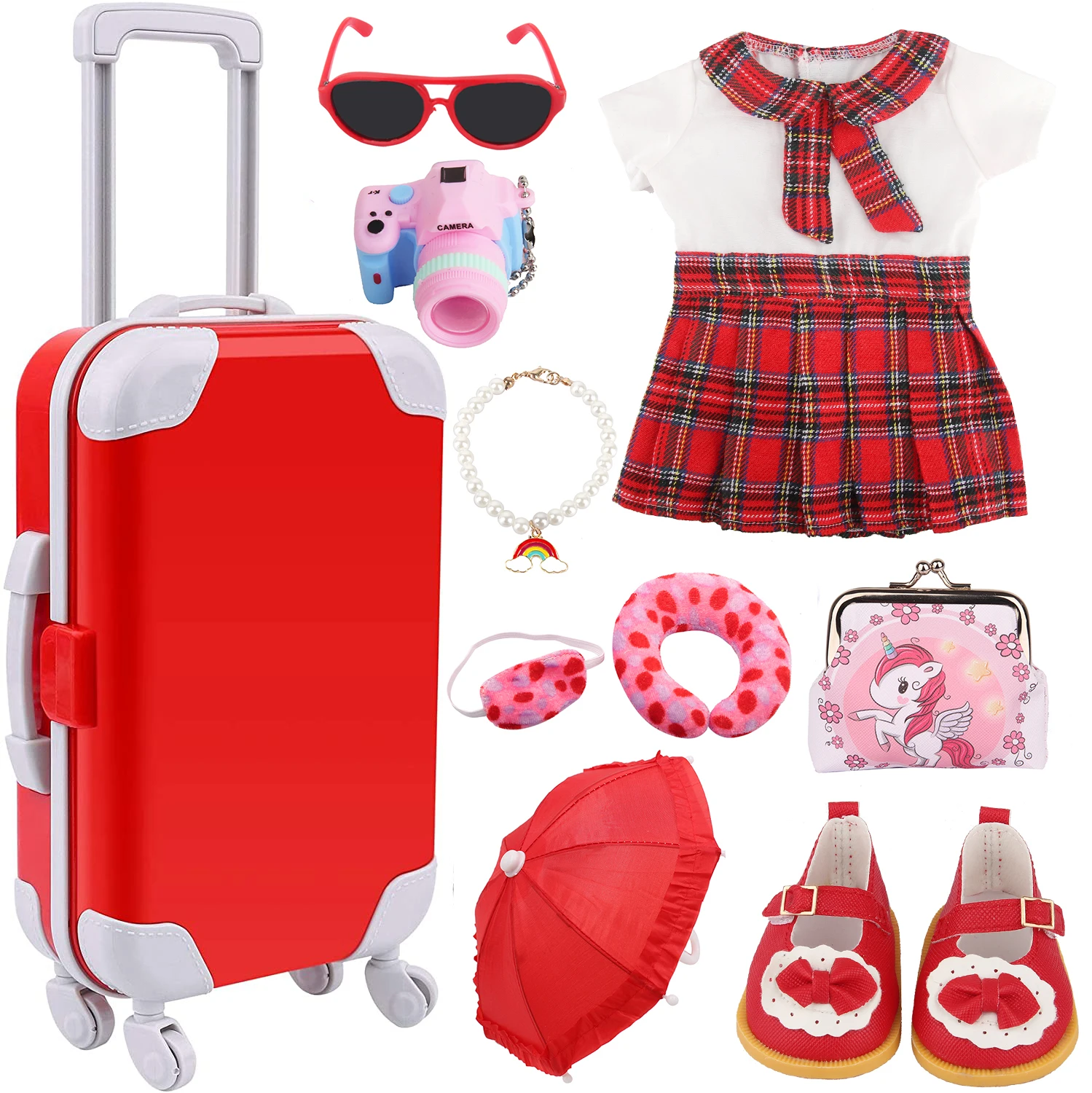 Dolltalk Hot Sell Doll Travel Set For 18 inch American Doll With Dress Toy Set