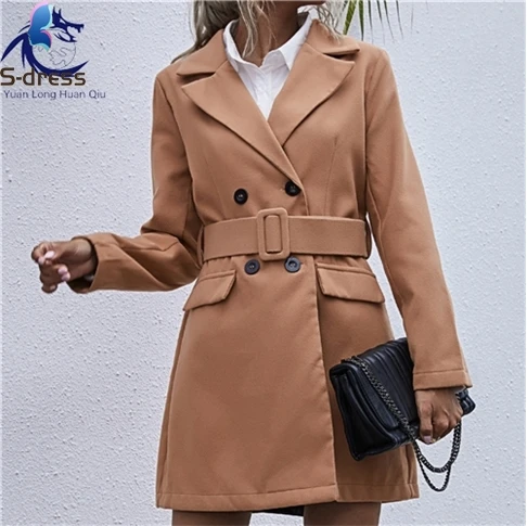 2021 new arrivals stylish leather coat faux fur collar shearling winter plush Woolen jacket womens coat with Belt