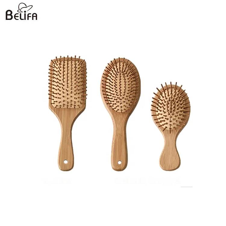 Large Mini Natural Paddle Air Cushion Hair Brush Eco Friendly Wooden Bamboo Massage Airbag Hair Comb