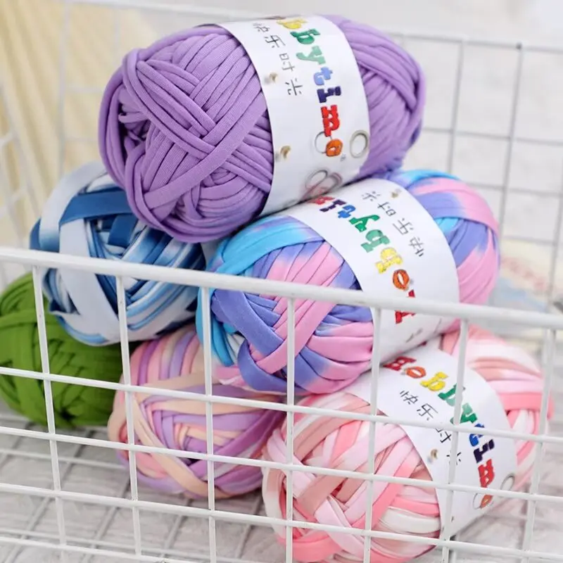 HENGYI 100% Polyester Crochet T-Shirt Yarn over 100 Colors Ring Spun Melange and DTY Style Dyed for Sewing Knitting Weaving