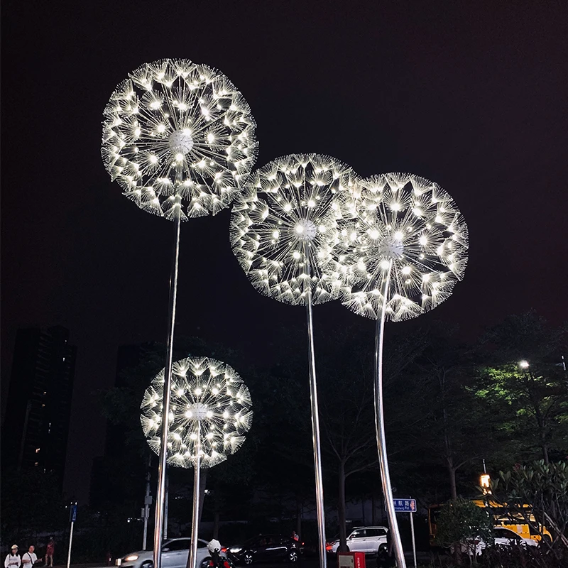 Factory Price Top Quality Outdoor Waterproof Fiber Optic Lights Led Optical Fiber Dandelion Lamp Fiber Optic Flower Lamp
