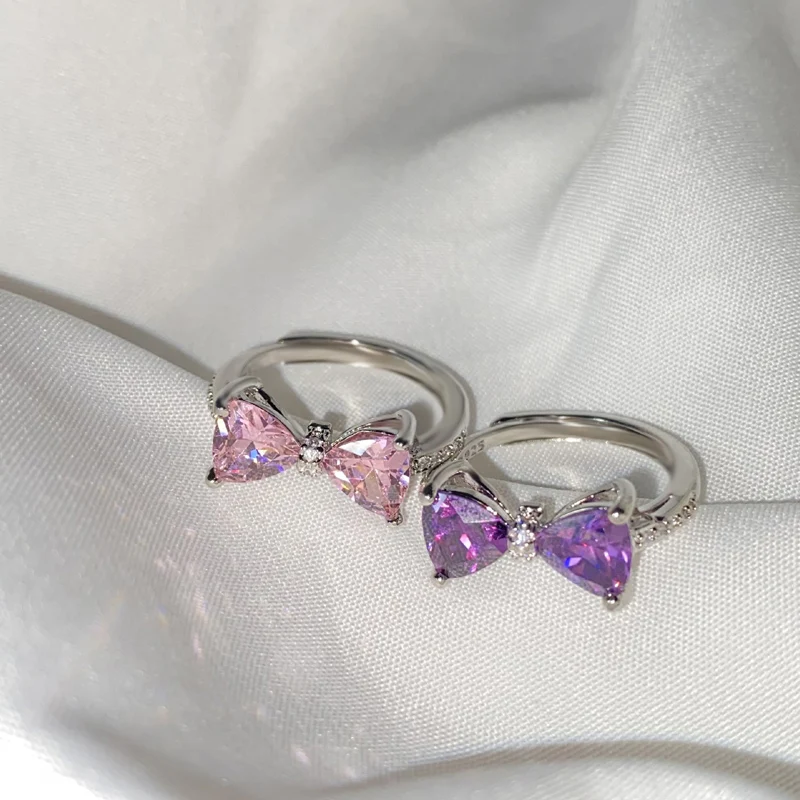JZ10504 Wholesale  Korean women rings simple and cute bowknot  open ring 14K palladium Plated women jewelry