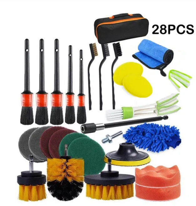 Car Wash Cleaning Tools car cleaning kit Set with Storage Bag Towels Applicator Pads Sponge Wheel Brush kit washing tool kit