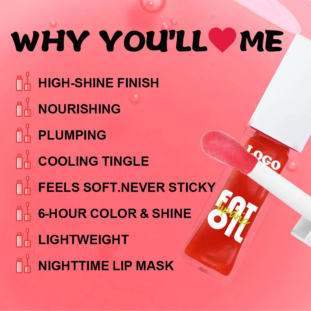 OCHAIN Custom Your Brand Waterproof Private Label Cosmetics Shimmer Wholesale Gloss Oils Fruit Lip Oil Plump