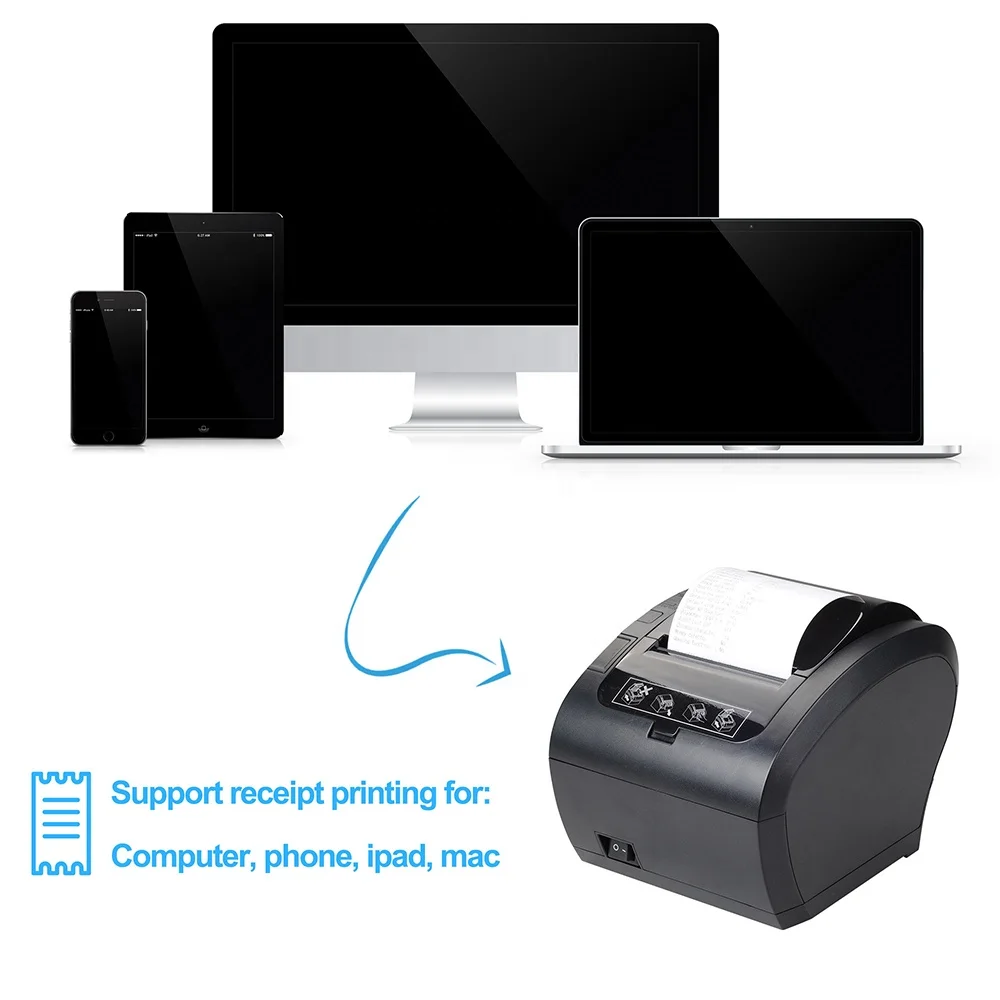 China manufacturer printer paper size 80mm receipt printer with print app Zywell ZY306 pos printer