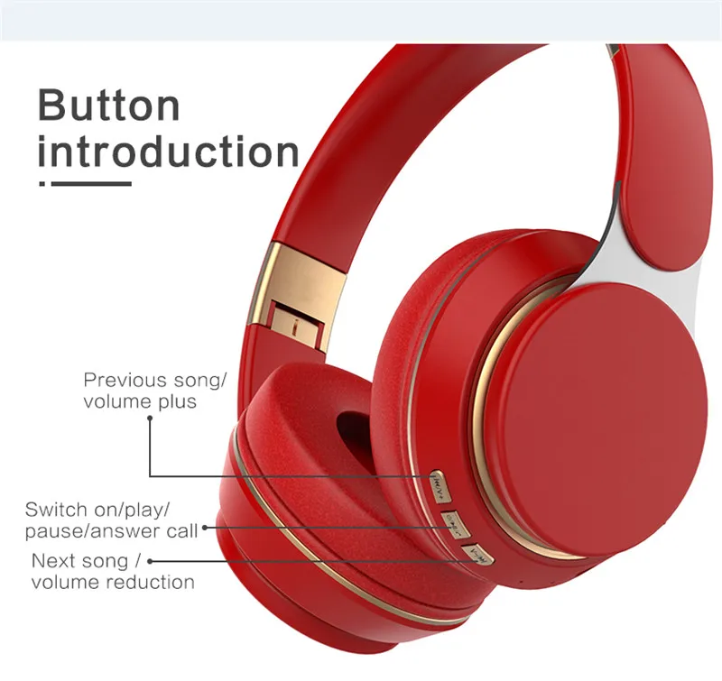 Беспроводные наушники с шумоподавлением audifonos BT складные Hifi глубокий бас HI-RES аудио микрофоном головная