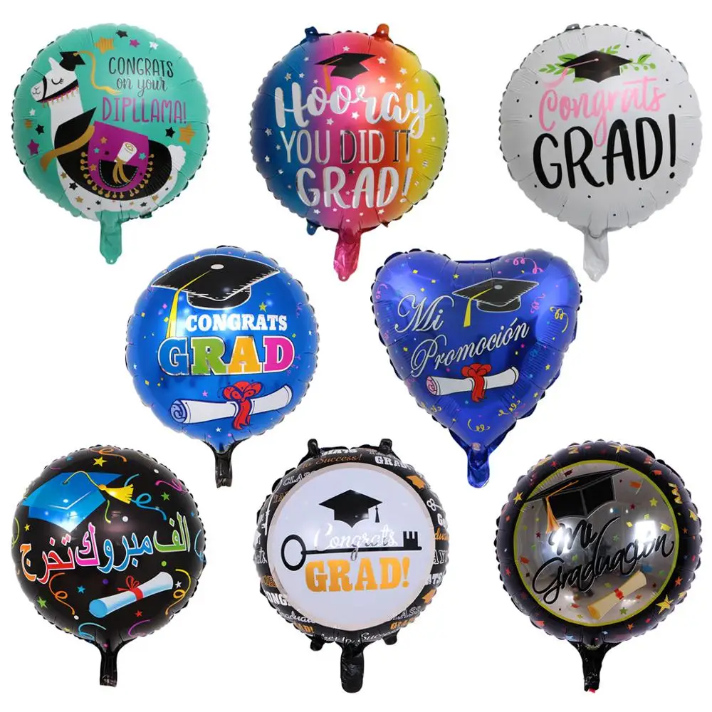 18 inch foil graduation globos star square round shape congrats grad helium balloon for Graduation party decoration supplies