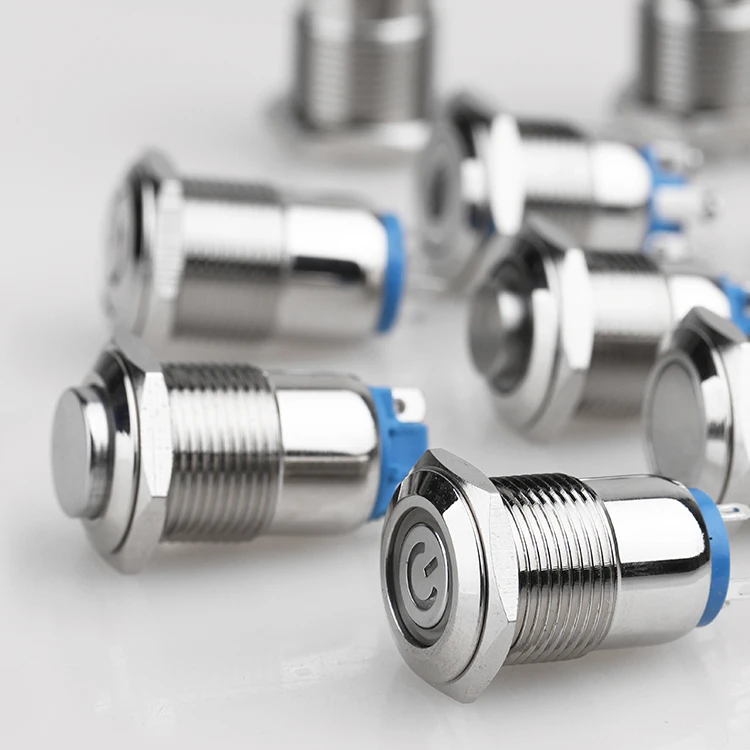 12V 16mm momentary on off horn switch start brass metal switch