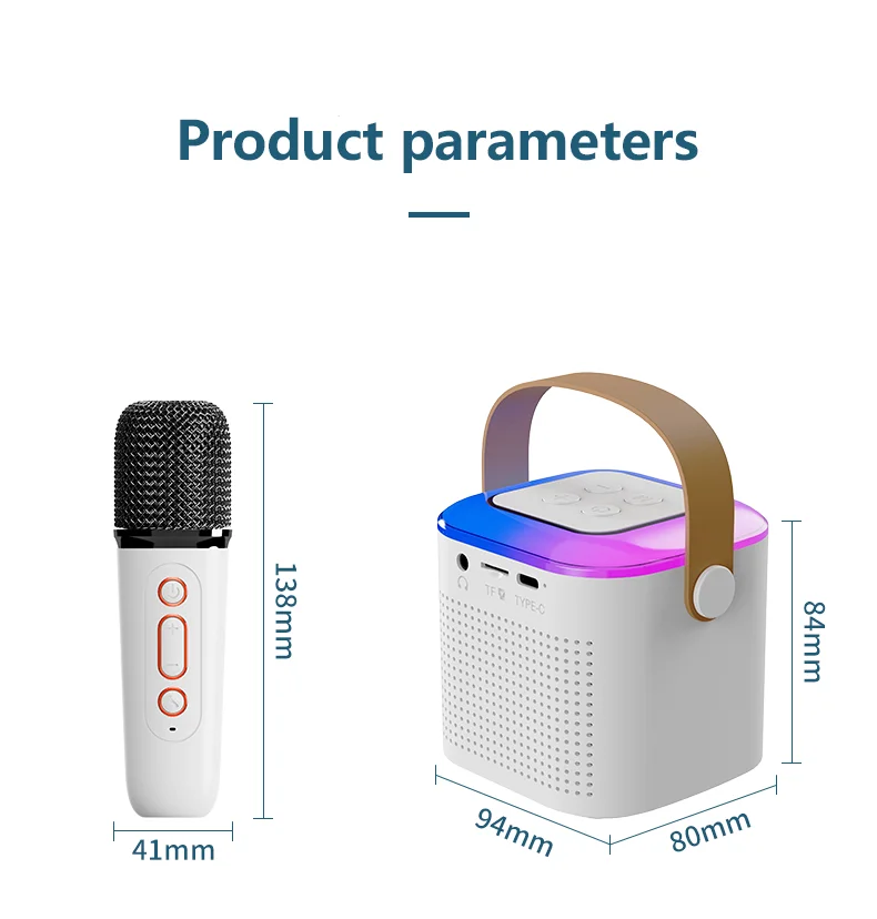 Karaoke Machine for KidsMiniPortable Bluetuth KaraokeSpeakerwith 2 Wireless Mics and Colorful Lights for Kids