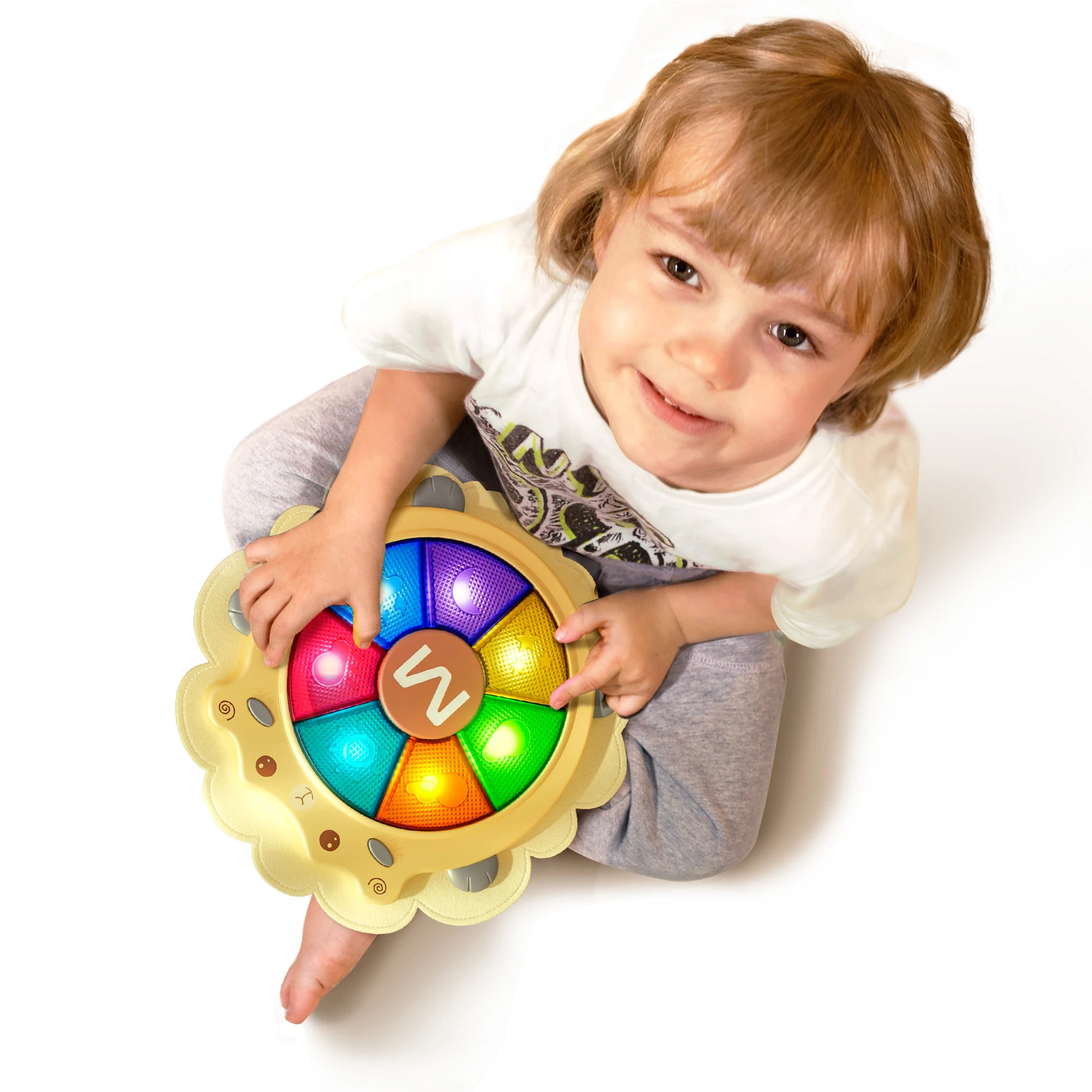Tumama Kids Musical Electronic Drum Toys Colorful Music Dancing Lights Portable Sheep Touch Sensory Tummy Time Play Drum Toy