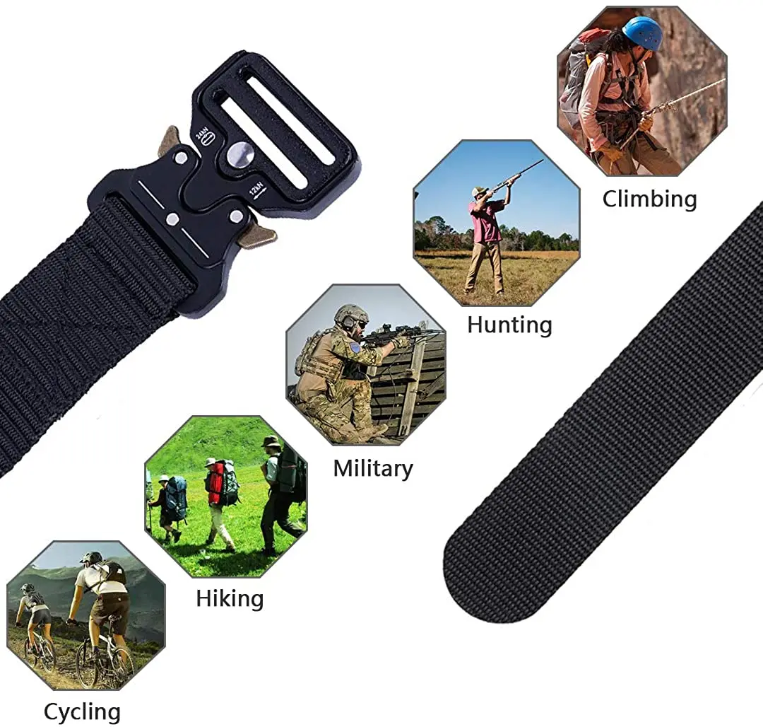  FLYFIT Combat Quick Release Cinturon Tactico Militar Negros Men Nylon Buckle Military Tactical