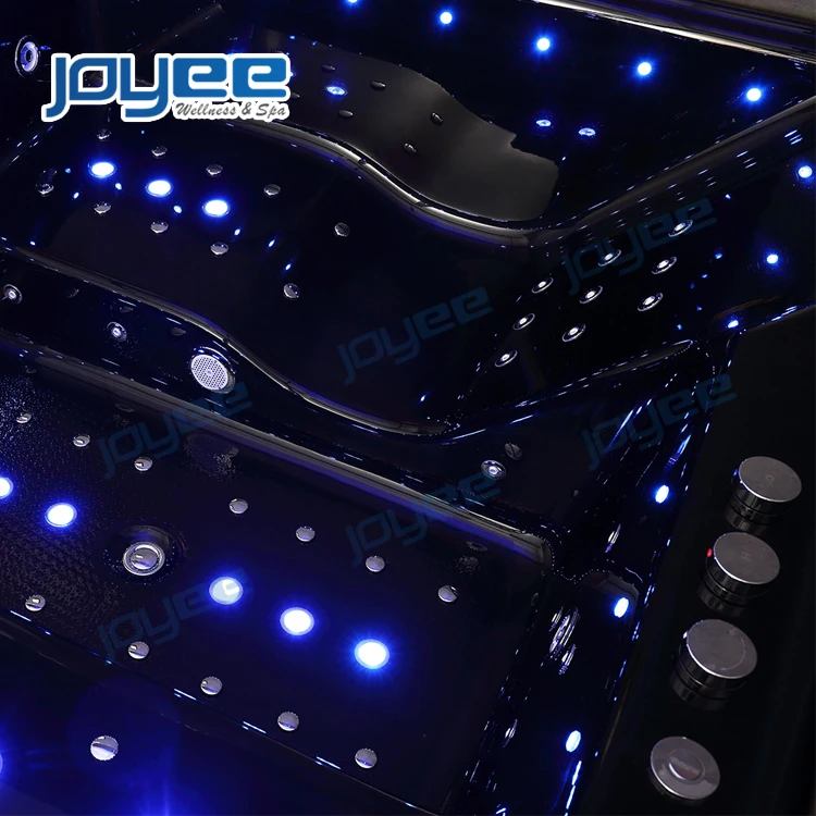 JOYEE black acrylic bathtub/ hot tub/ luxury big size 2 3 person spa hot tub Whirlpool Bath LED jets massage bathtub spa tub