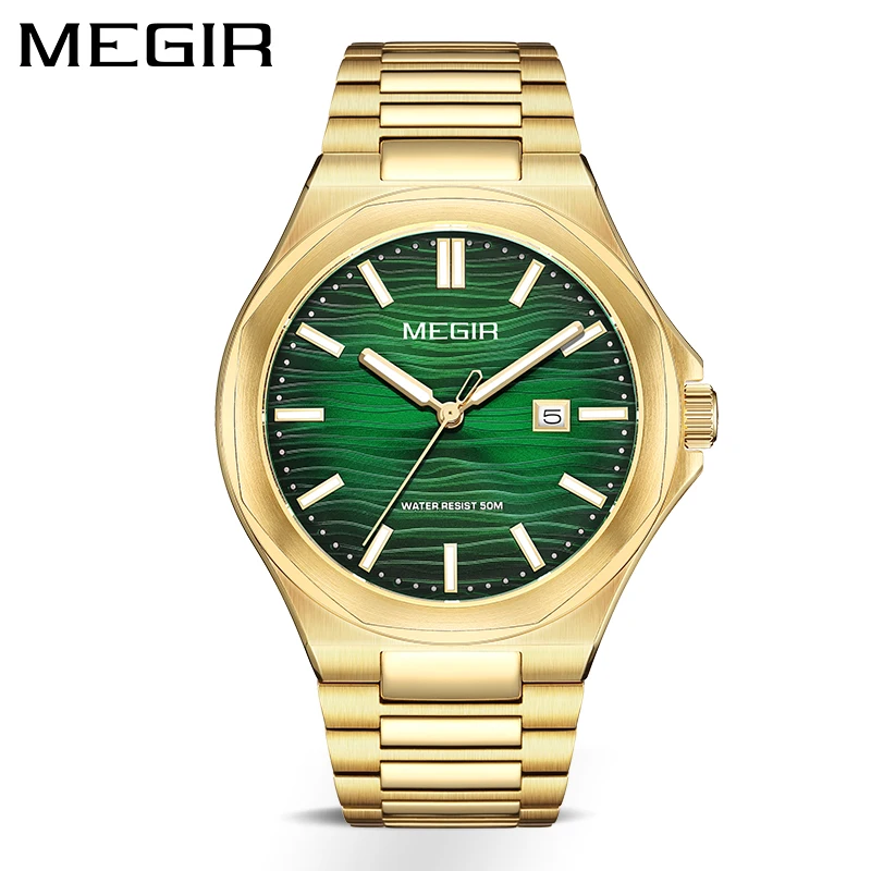 MEGIR 8409   new design OEM mens quartz watch best Stainless steel band Waterproof date display Simple Casual watch supplier