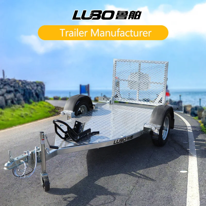 China LUBO pull behind motorcycle trailer rail foldable motorcycle trailer single