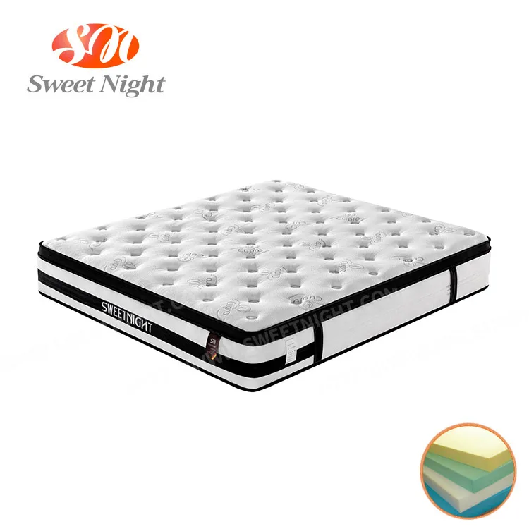 
High Quality Sleep Well Memory Foam Mattress Zoned Pocket Spring Mattress Full Queen Size 5 Bedroom Hotel Massage 